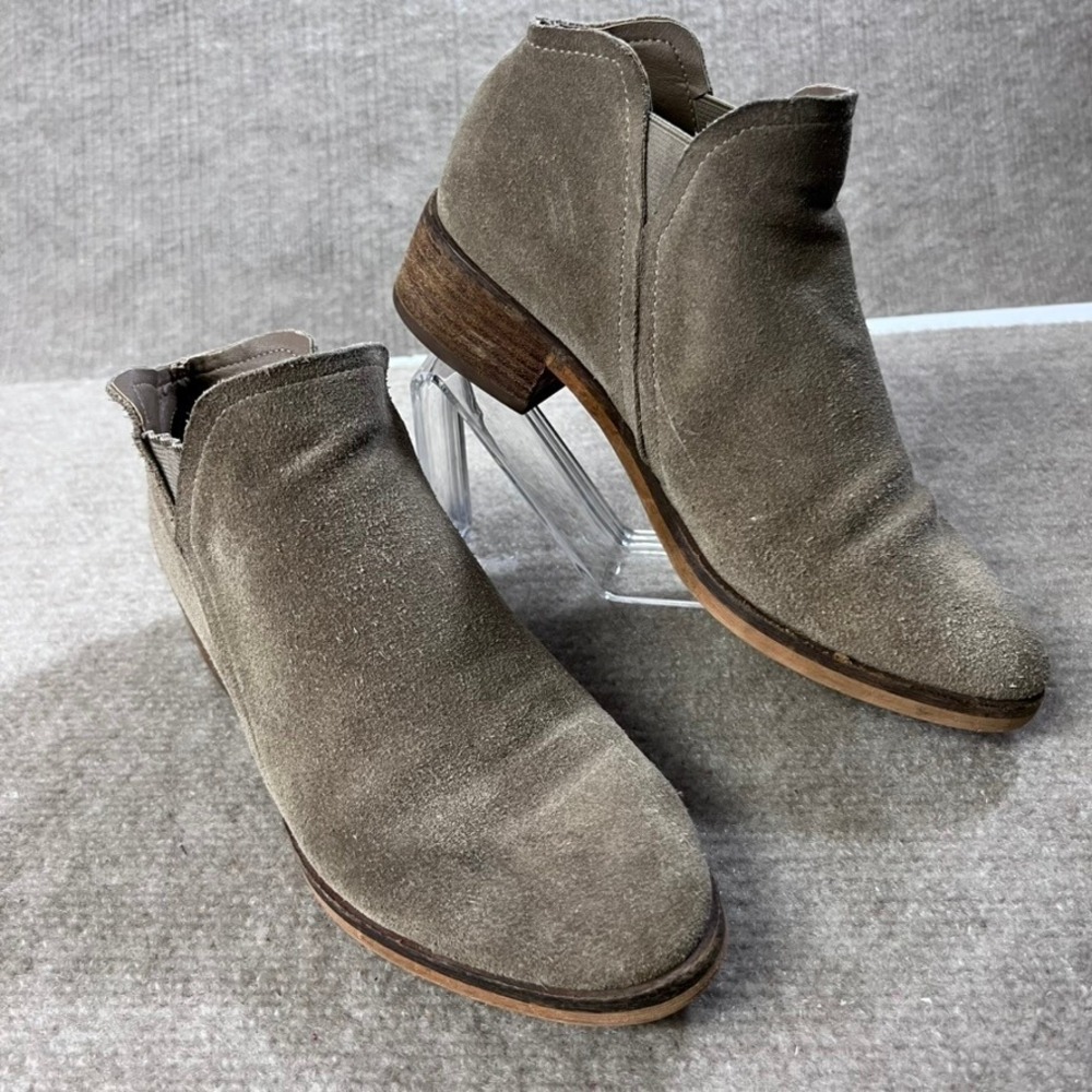 Dolce Vita Women's Suede Leather 6.5 Ankle Booties Taupe Brown Block Heel Casual